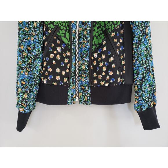 NEW Coach Framed Varsity Jacket Floral Multi Full Zip Black 100% Silk XS - Picture 8 of 11